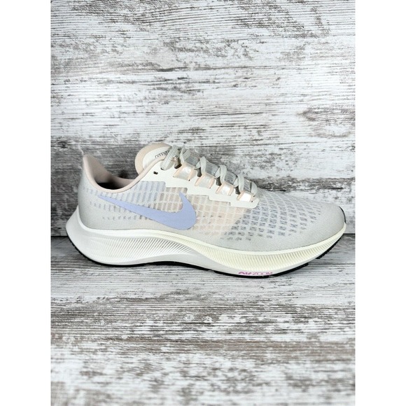 Womens Nike Air Zoom Pegasus 37 Ivory/Ghost Pink/Barely Volt Running Shoes Sz 9 - Picture 2 of 9